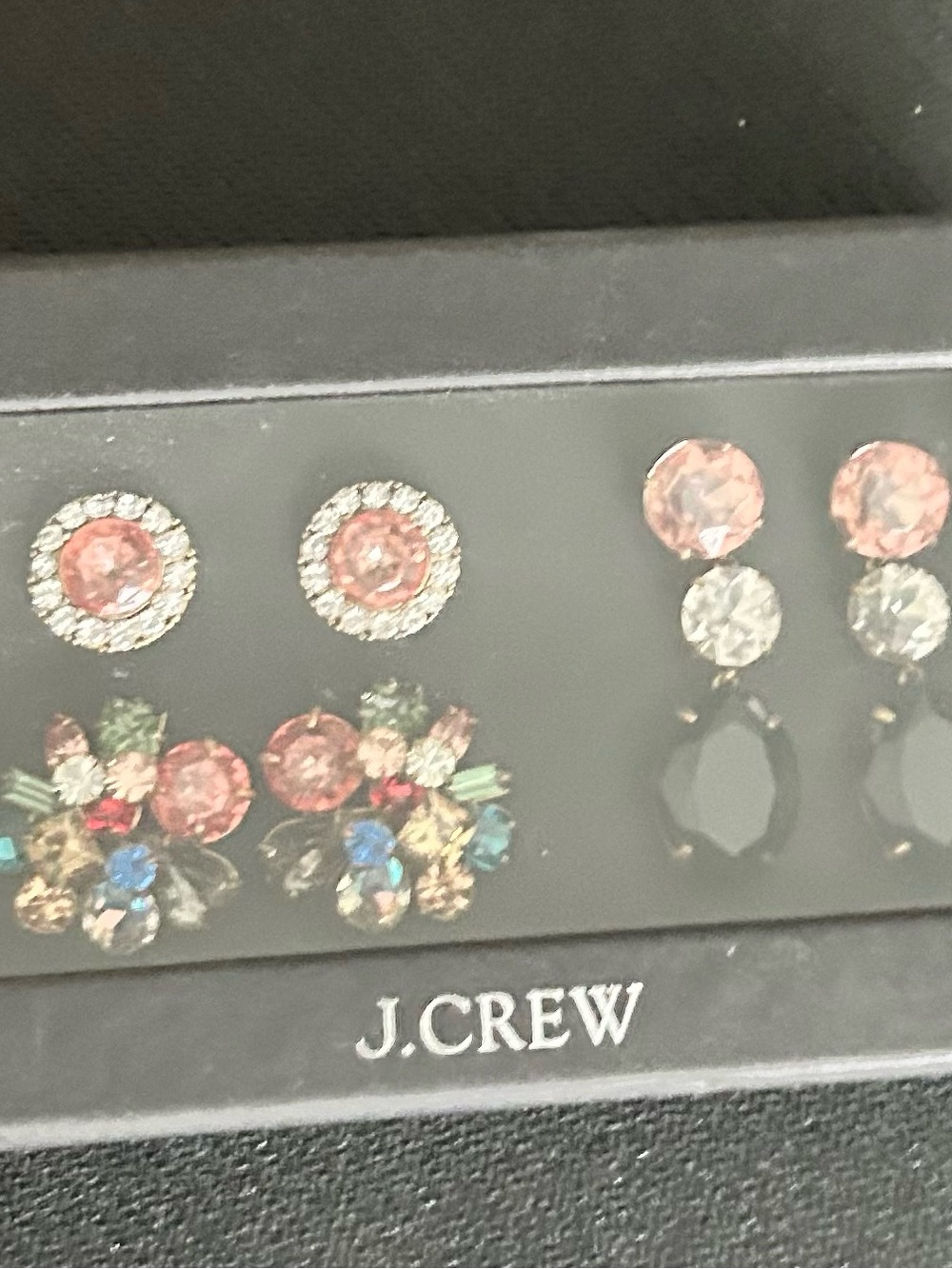 J. Crew Pink and Multicolor Crystal Earring Set